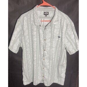 Billabong Men XL Button-Up Mist Green Sunday Jaquard Tropical Cabana Shirt